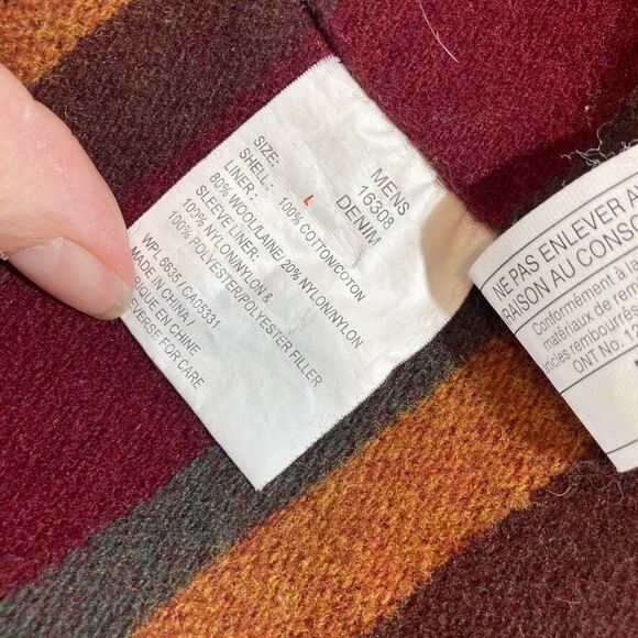 Woolrich Jacket Liner Men Large Striped Interior Wool Quilted Sleeves Button In‎ - Picture 3 of 8